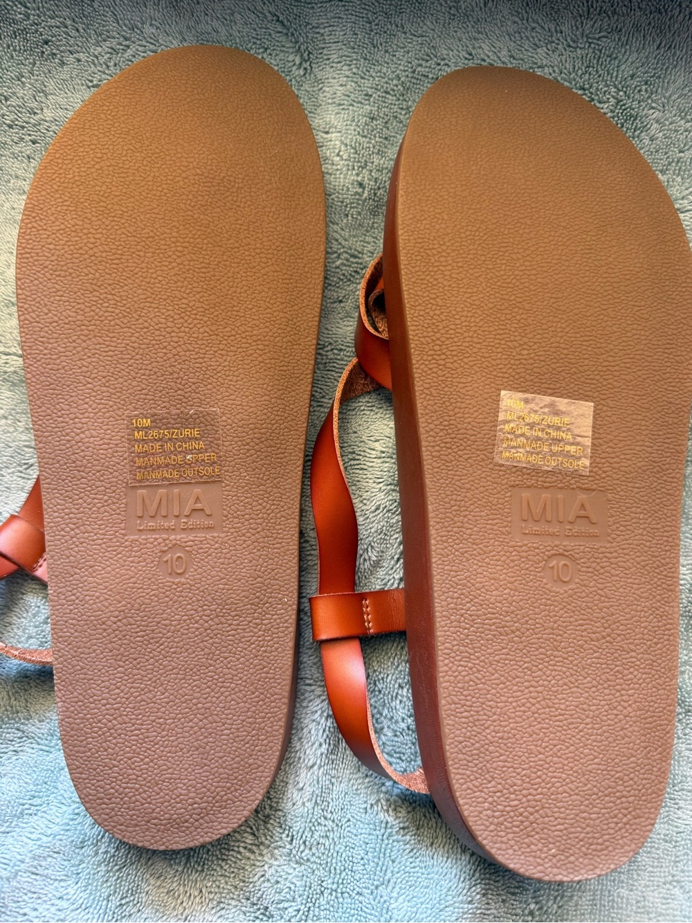 MIA Tan Leather Crisscross Strap Sandals - Picture 7 of 8
